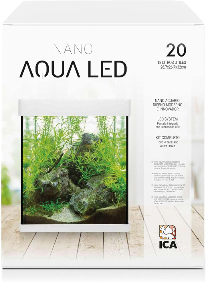 ICA KNA20 Nano AquaLED Crystal 20 Nano Aquarium, 20 Liter weiss 20 LITROS, weiss 20 LITROS