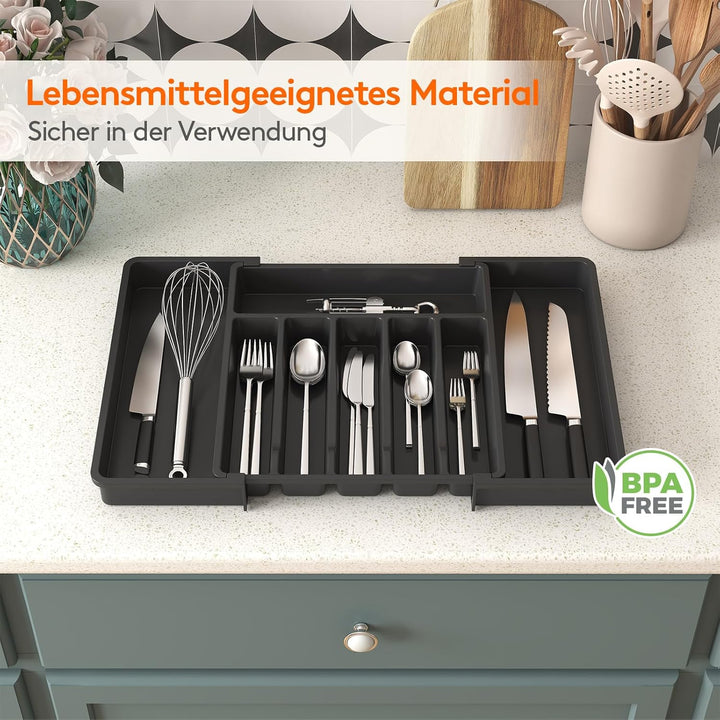 Lifewit Besteckhalter, erweiterbarer Utensilienhalter für Schublade, Verstellbarer Besteckkasten, ko