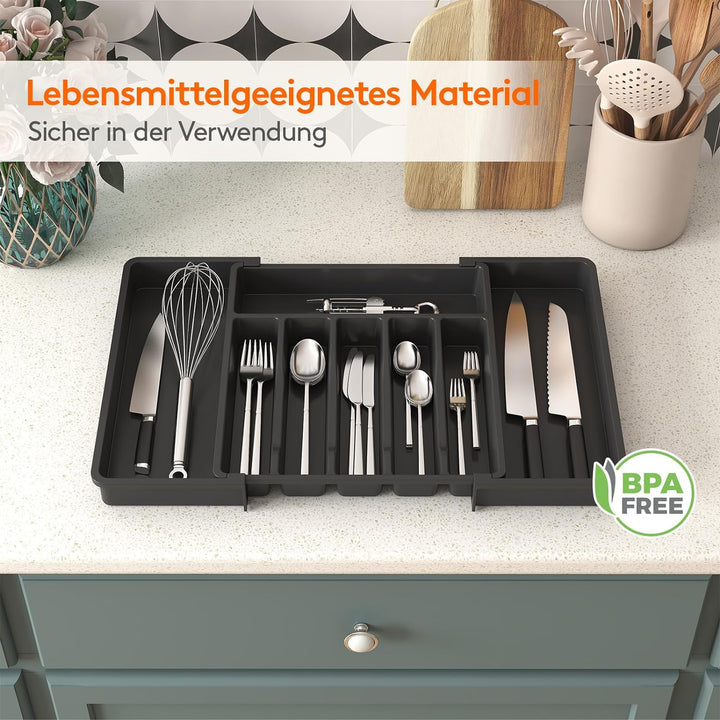 Lifewit Besteckhalter, erweiterbarer Utensilienhalter für Schublade, Verstellbarer Besteckkasten, ko