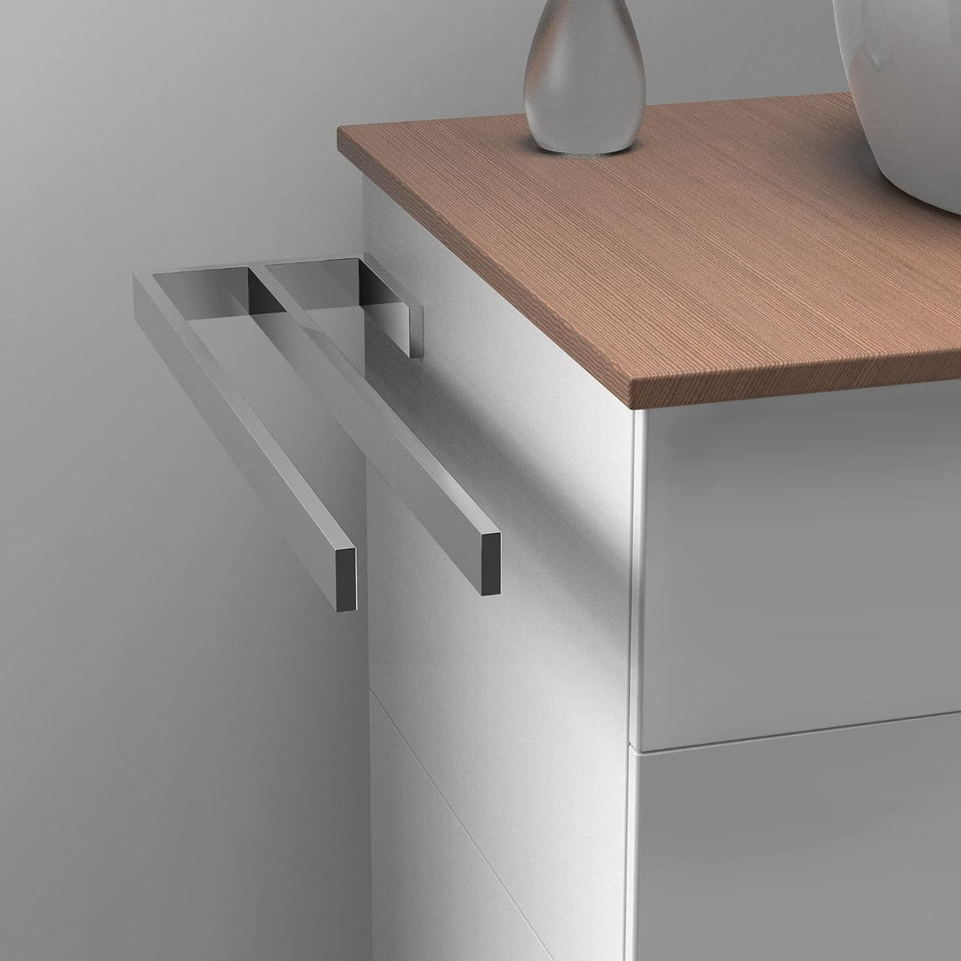 kalb | Handtuchhalter Jörn mit Zwei Stangen für Waschtisch, Chrom, Aluminium, Länge: 400mm, Höhe: 25