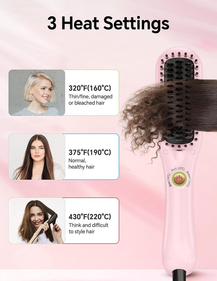 LANDOT Mini Glättbürste Haarglätter Bürste: Glätteisen & Haarbürste 2in1 für Einfaches und Schnelles