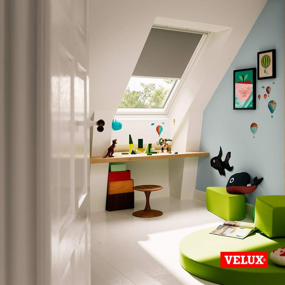 VELUX Original Dachfenster Verdunkelungsrollo für CK06, Sandbeige Gepunktet, mit Weisser Führungssch