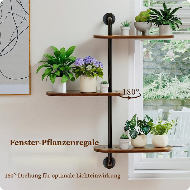 Drehbarer Fensterpflanzenständer Massivholz - Wandmontiertes Pflanzenregal für Küche, Bar &amp; Wohnzimm