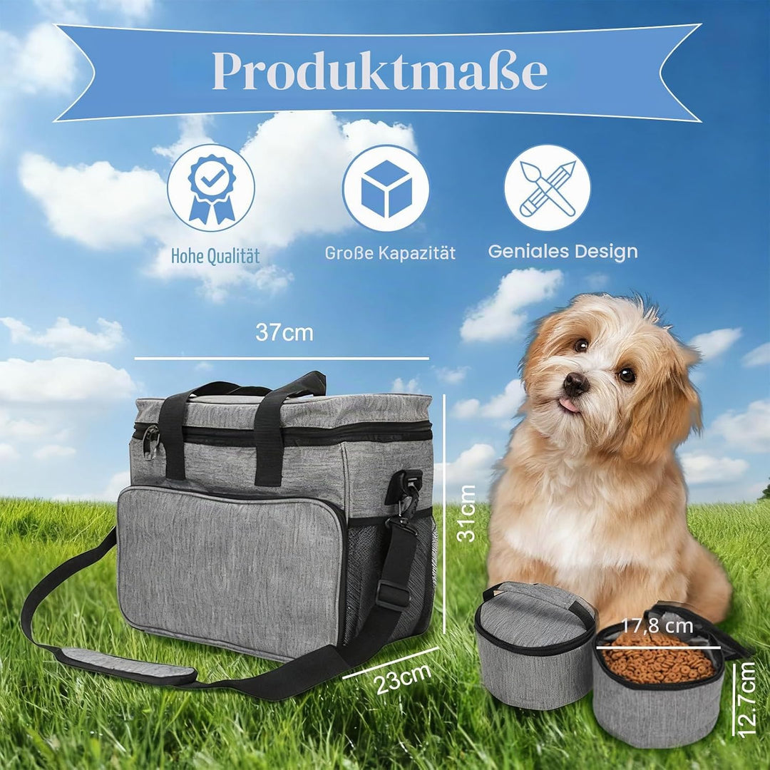 Hunde Reisetasche Grosse Hundetasche, Reisetasche für Hunde Organizer für Tierbedarf mit 2 Futterbeh