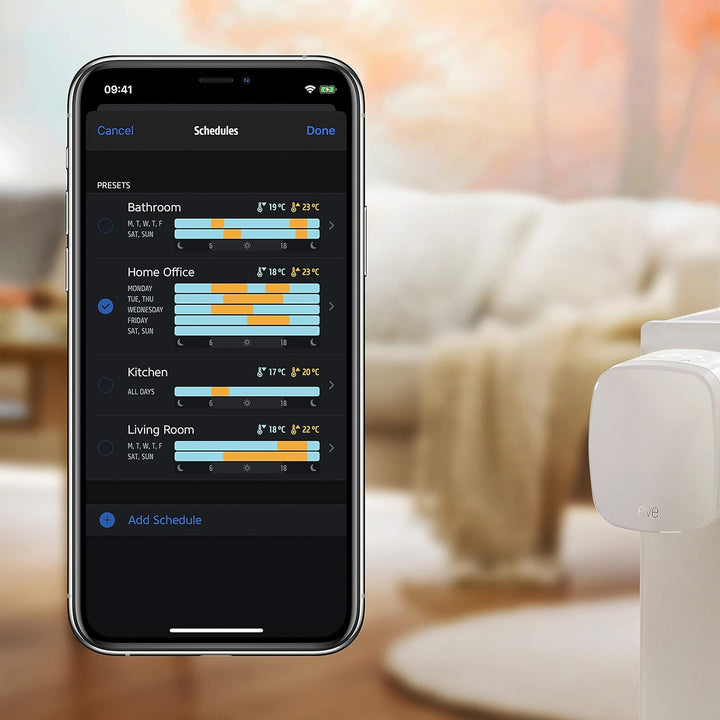 Eve Thermo, 2er Set – Smartes Heizkörperthermostat mit LED-Display, automatischer Temperatursteuerun