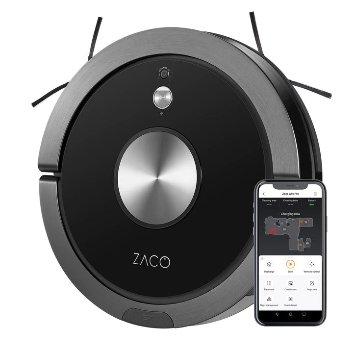 ZACO A9sPro Saugroboter mit Wischfunktion, App & Alexa, 7,6 cm flach, Staubsauger Roboter mit Raumka