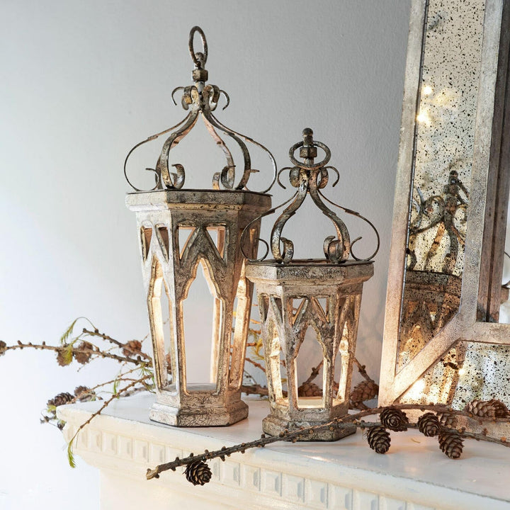 Loberon® Deko-Objekt 2er Set Morvant, Laternen-Duo, Antiksilber-Finish, Weihnachtsdekoration, Weihna