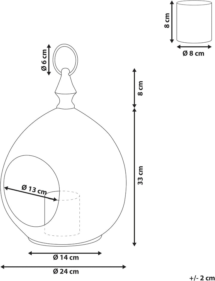 Dekorative Laterne mit Öffnung H: 33 cm Gold aus Metall und Glas Laeso