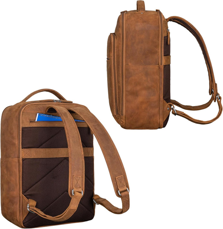 STILORD 'Gordon' Rucksack Leder Herren und Damen Messenger Rucksack Laptop 17 Zoll Lederrucksack Dam