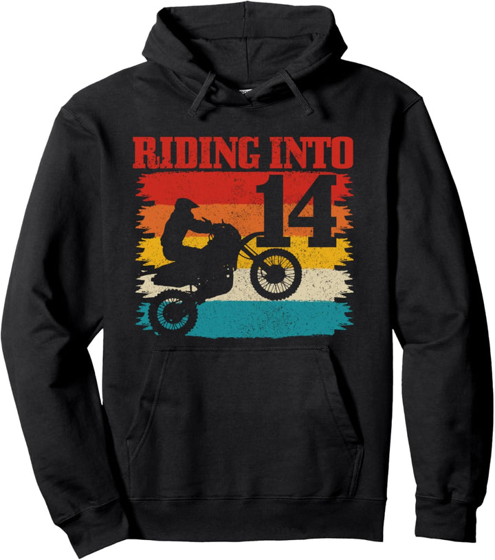Fahren in Motocross 14. Geburtstag Dirt Bike Enduro Pullover Hoodie