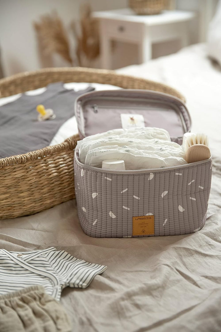 LÄSSIG Baby Wickeltisch Organizer Windel-Organizer to Go/Casual Nursery Caddy To Go Taupe, Taupe