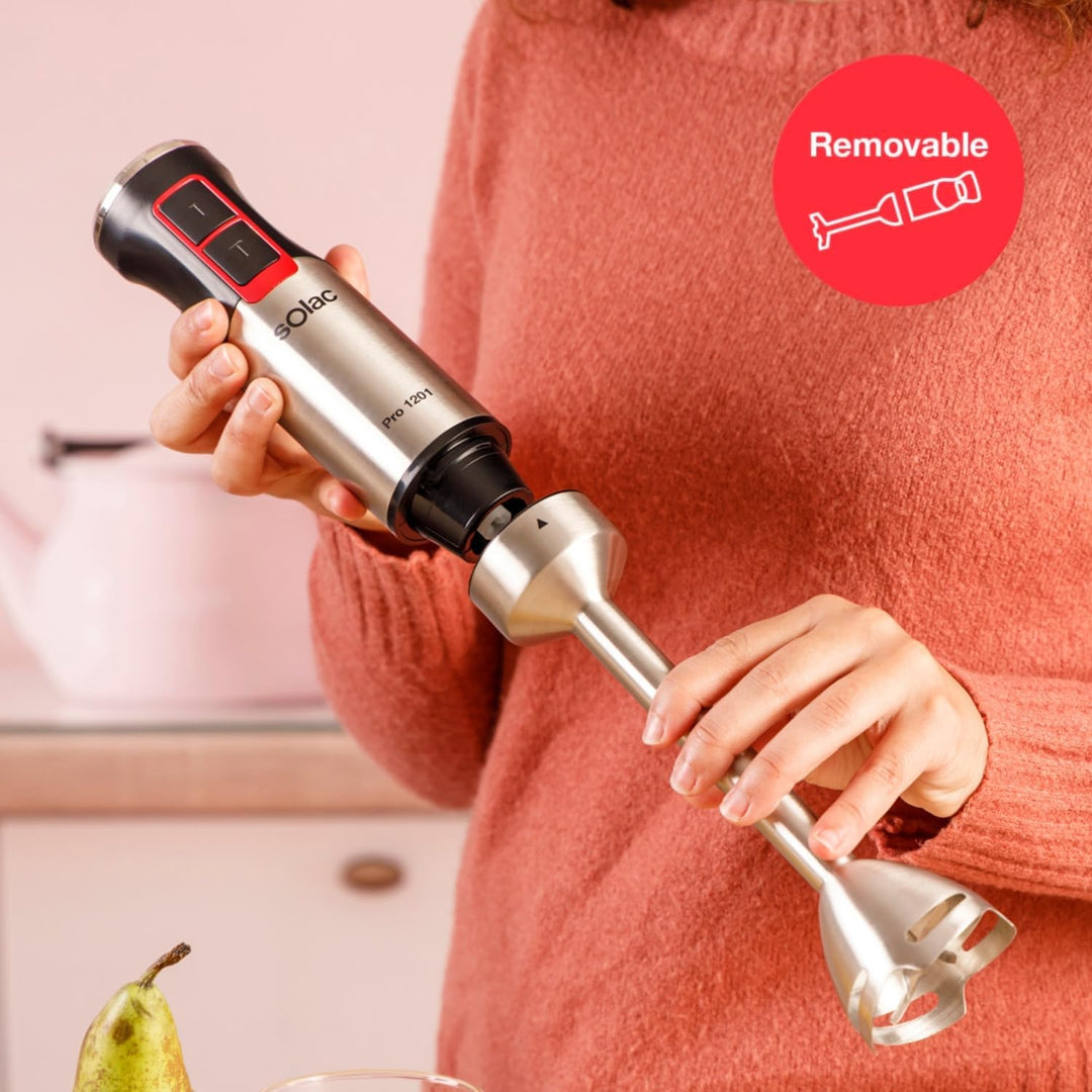 Solac – Stabmixer BA5615 Pro | 1200W | Geschwindigkeitsregler | Turbo-Funktion | 4 Edelstahlklingen