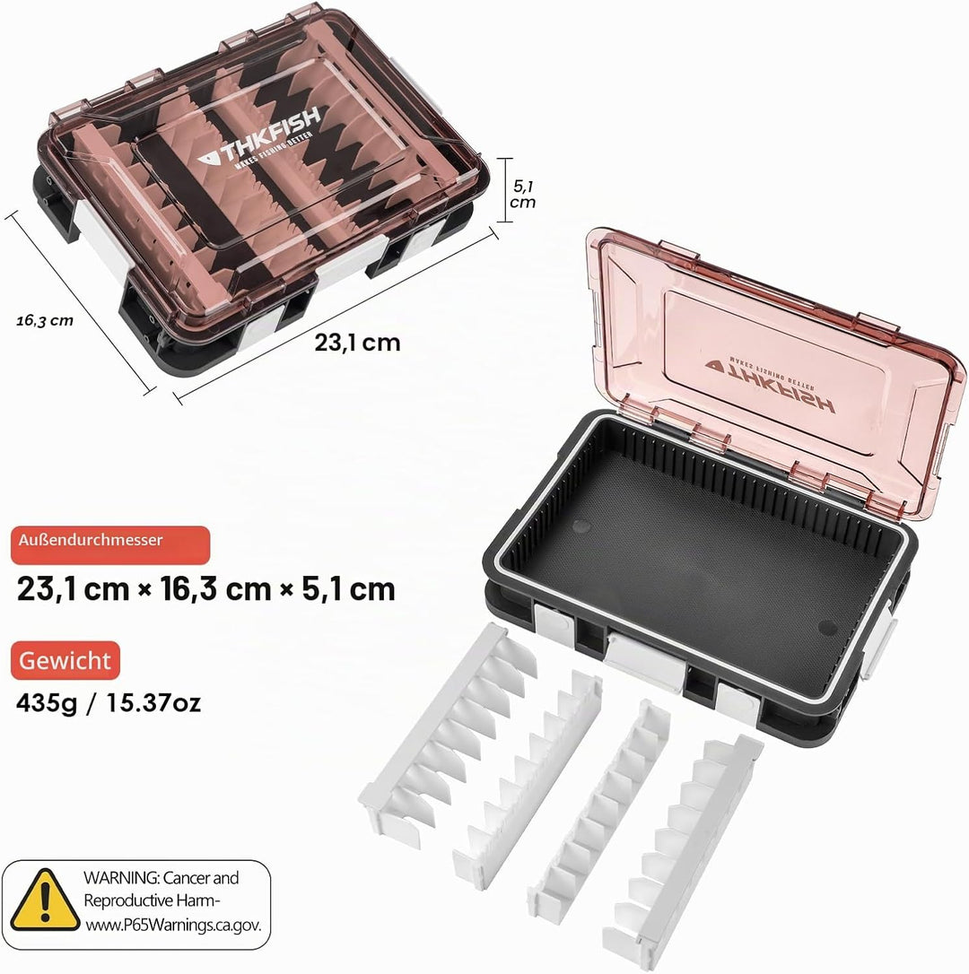 Köderbox Angeln Set, 2 Stück Angelbox 23x16x5 cm, Tackle Box Angeln mit Herausnehmbaren Trennwänden,