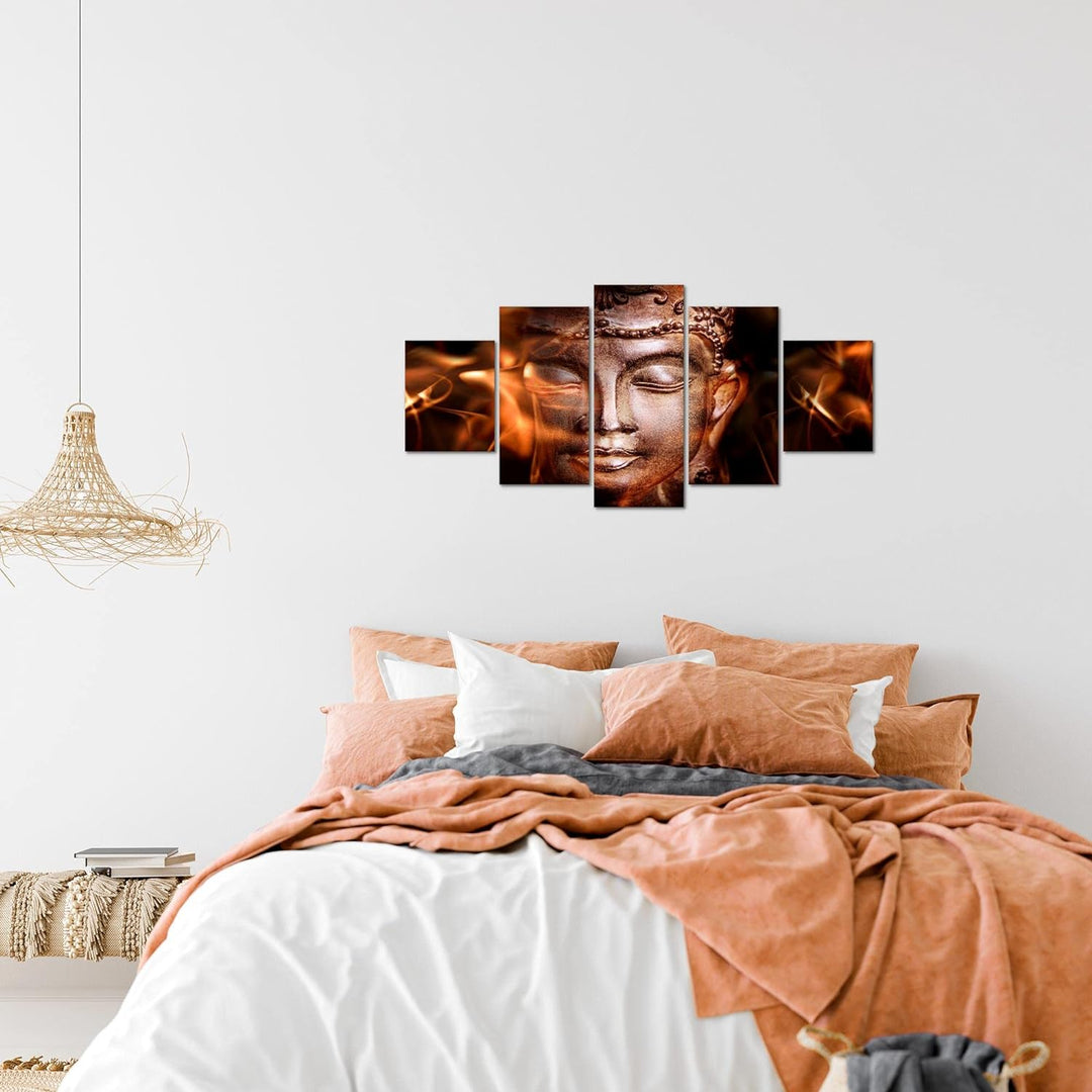 Runa Art Wandbilder Buddha Feng Shui 5 Teilig Bild auf Vlies Leinwand Deko Wohnzimmer Schlafzimmer R