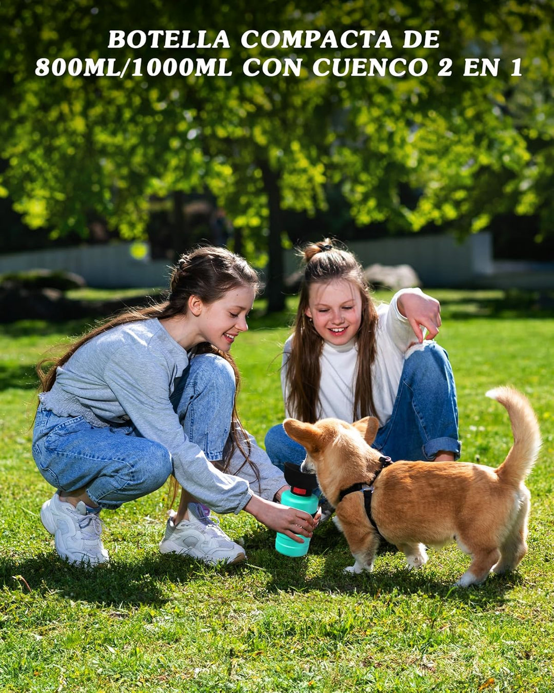 lesotc 1000ml Hundetrinkflasche für unterwegs, Faltbare Hund Auslaufsicher Wasserflasche, Hunde Wass