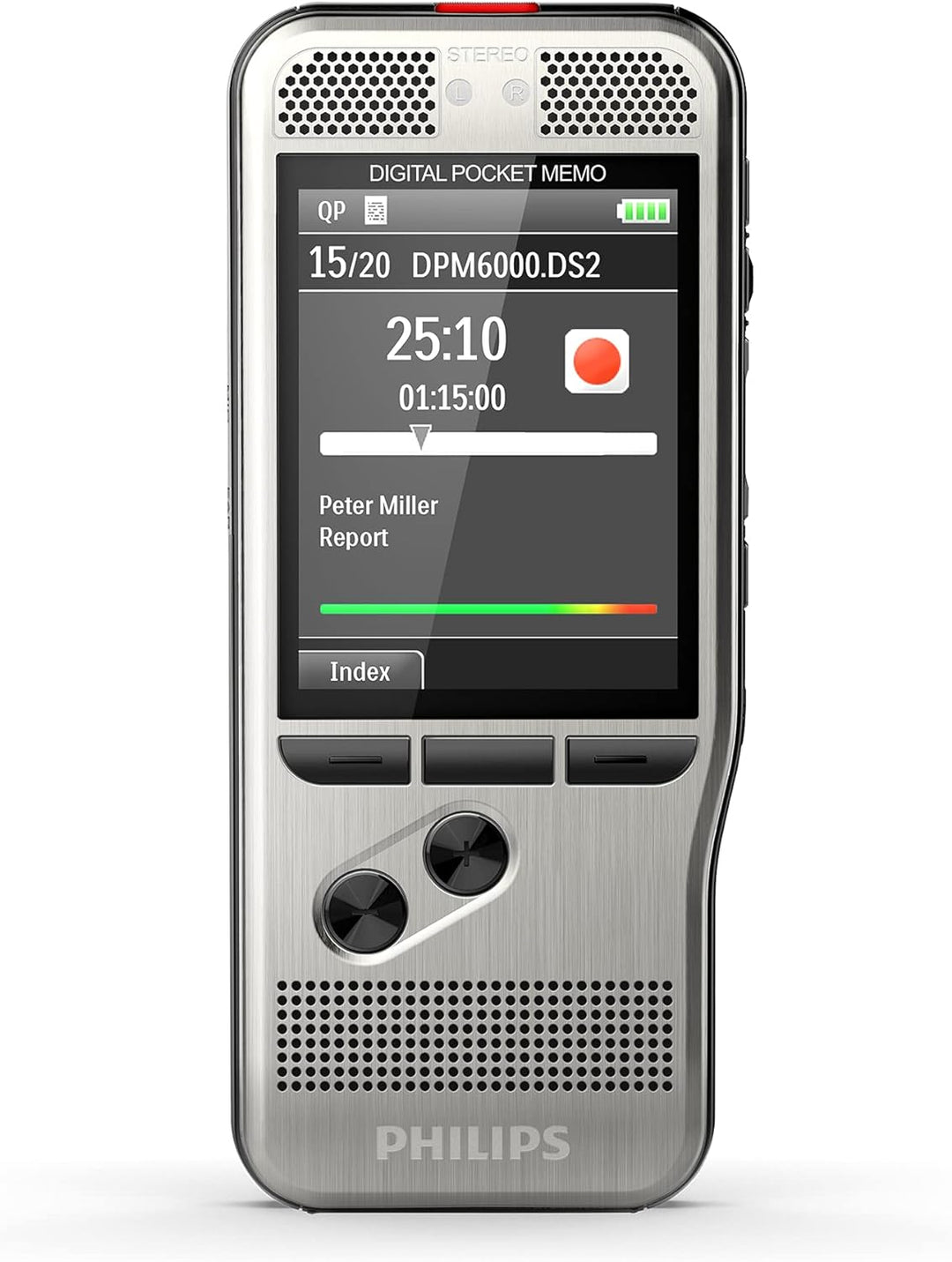 Philips PocketMemo DPM6000 Digitales Diktiergerät, Audiorecorder & ACC8120 Dockingstation für Digita