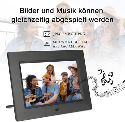 TSITSC 7 Zoll Digitaler Bilderrahmen, 1024 * 600 IPS-Bildschirm Elektronischer Bilderrahmen Kalender