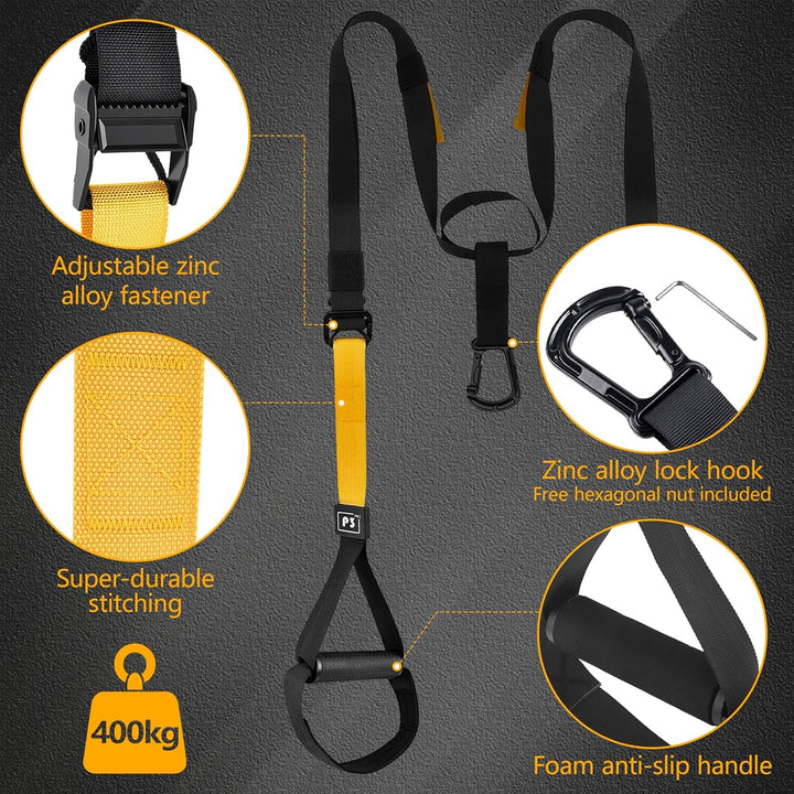 Schlingentrainer Sling Trainer Set,Suspension Trainer Kit mit Türanker & Befestigungsgurt,Verstellba