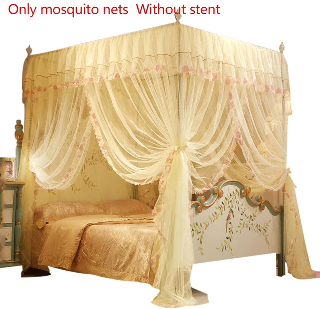 Betthimmel-Vorhang mit 4 Ecken, 200 x 150 x 150 cm, Baldachin-Netz für Bett, Prinzessinnen-Bettzelt,