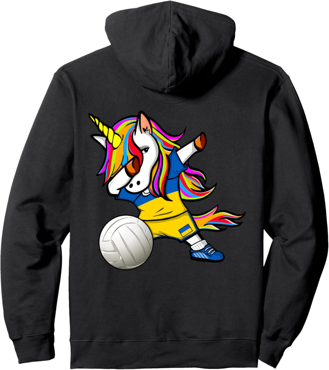 Dabbing Einhorn Ukraine Volleyball Ukrainische Flagge Sport Pullover Hoodie