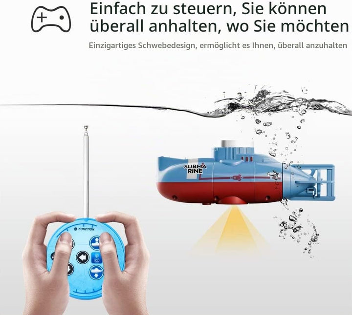 Mini Ferngesteuerte U-Boot Spielzeug, 6 Kanal RC Boote mit LED Leuchten | 2.4GHZ Fernbedienung Tauch