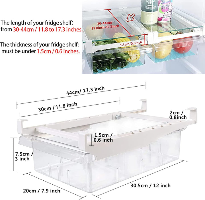 Skycase Kühlschrank Organizer,Durchsichtig Kühlschrank Aufbewahrungsbox,Ausziehbare Einstellbar Kühl