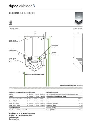 Dyson 307169-01 Airblade V HU02 Handtrockner,