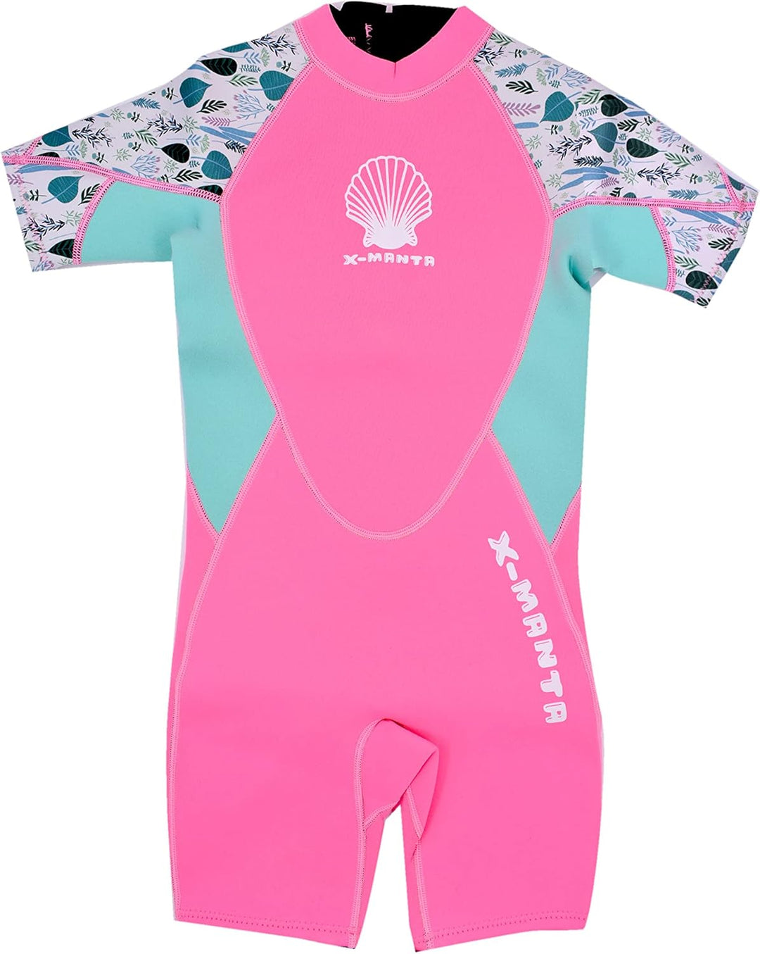 Mädchen 2.5mm Neoprenanzug Kinder Einteiler Tauchanzug Shell Gedruckt Kurzarm Shorty Badeanzug Patch