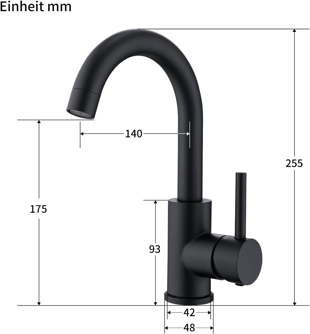 HOMELODY Niederdruck Armatur Bad/Küche Schwarz Waschtischarmatur 360° Drehbar Wasserhahn Bad Armatur