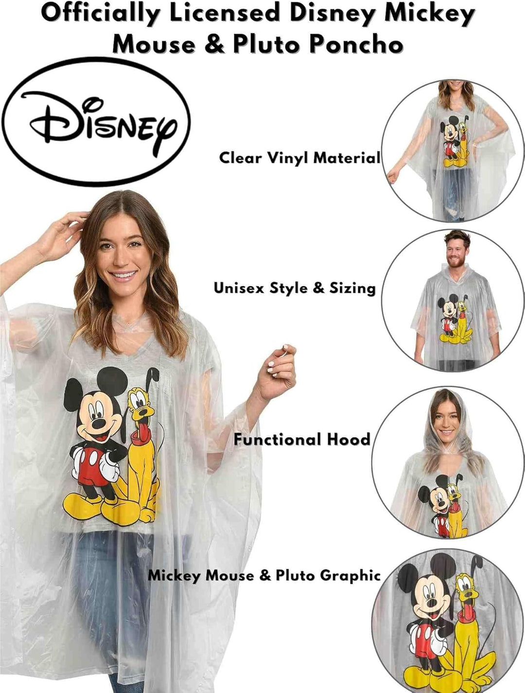 Disney Mickey Mouse Regenponcho Hoodie Druck Unisex (Erwachsene) Einheitsgrösse Mickey Mouse & Pluto