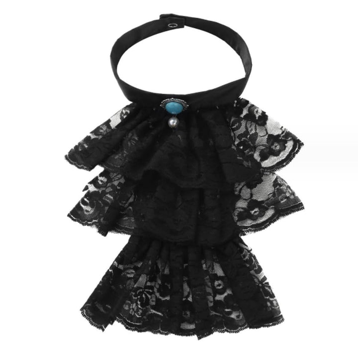 Elegtiskas Detachable Dickey Collar Victorian Lace Jabot Neck Ruff Collar Fake Collar S-M 245black,