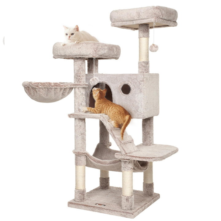 Feandrea Kratzbaum gross, Katzenbaum mit weichem Bezug, für grosse Katzen, Ombré-Braun-Weiss PCT162M