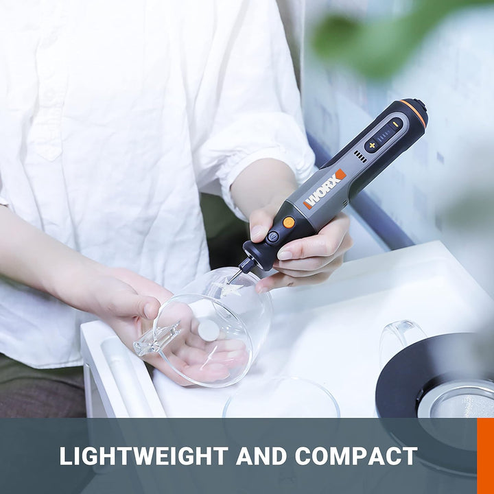 WORX Akku Multifunktionswerkzeug 8V WX106 mit 23 Zubehören Variable Drehzahleinstellung 5000-28000 U