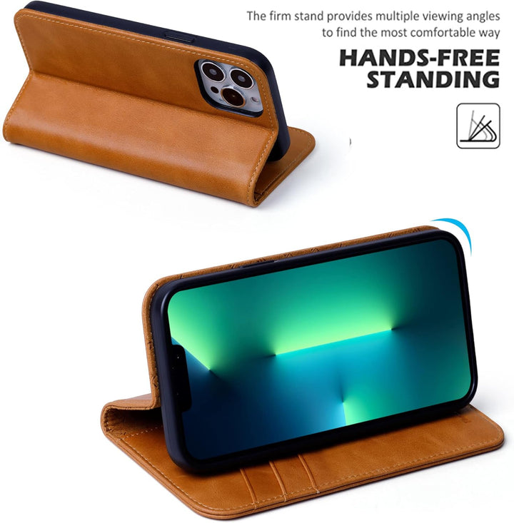 VISOUL Hülle für iPhone 13 Pro Handyhülle Schutzhülle TPU [Erstklassiges Echtleder] [Kartenfach] [Ma