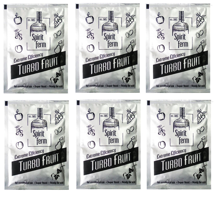 6 x Turbohefe für früchte maische - Turbo Fruit 40g, Hefe für die Fruchtgärung, Turbo Hefe, Wodkahef