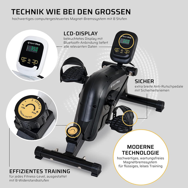 SportPlus | 2022 Modell | Beintrainer für zuhause & Büro, Mini-Heimtrainer mit Magnet-Bremse & 8 Wid
