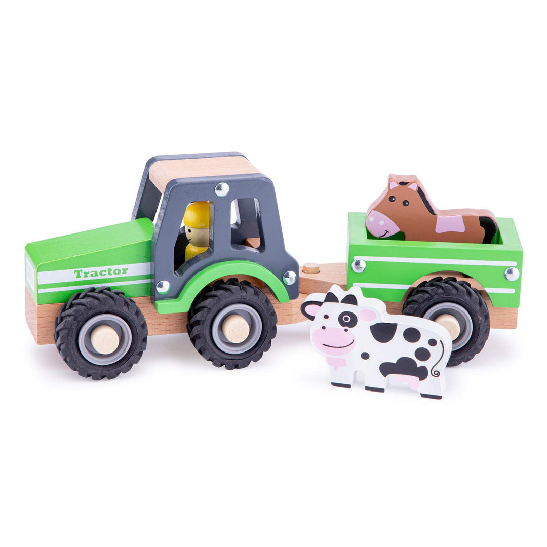 New Classic Toys - 11941 - Spielfahrzeuge - Traktor mit Anhänger, grün Traktor Grün, Traktor Grü