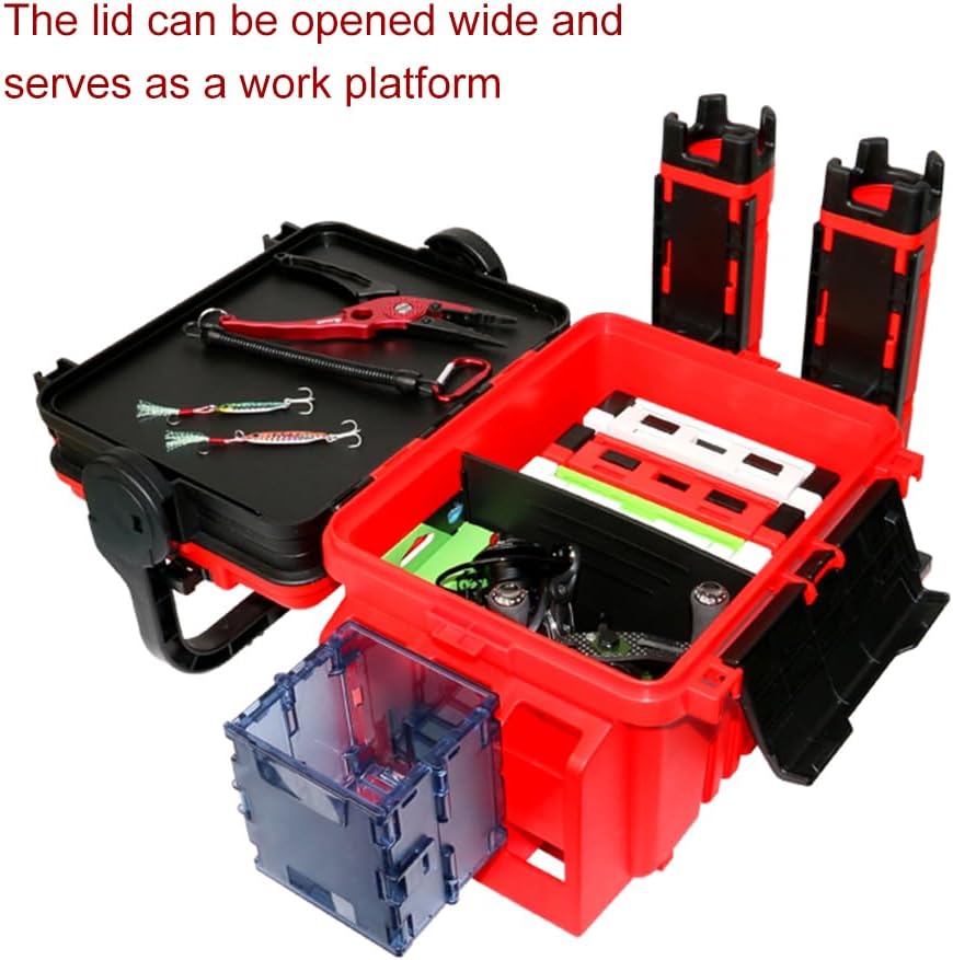 Angelkoffer,KOCAN Angelbox,Reise-Angelkoffer,Box mit Flaschenhalter und Rutenständern
