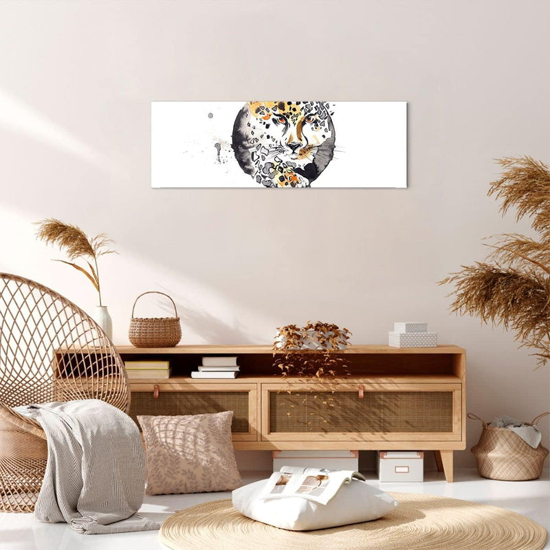 Panorama Bilder auf Leinwand Katze Orb Tierwelt Geparden Leinwandbild 90x30cm Wandbilder Dekoration