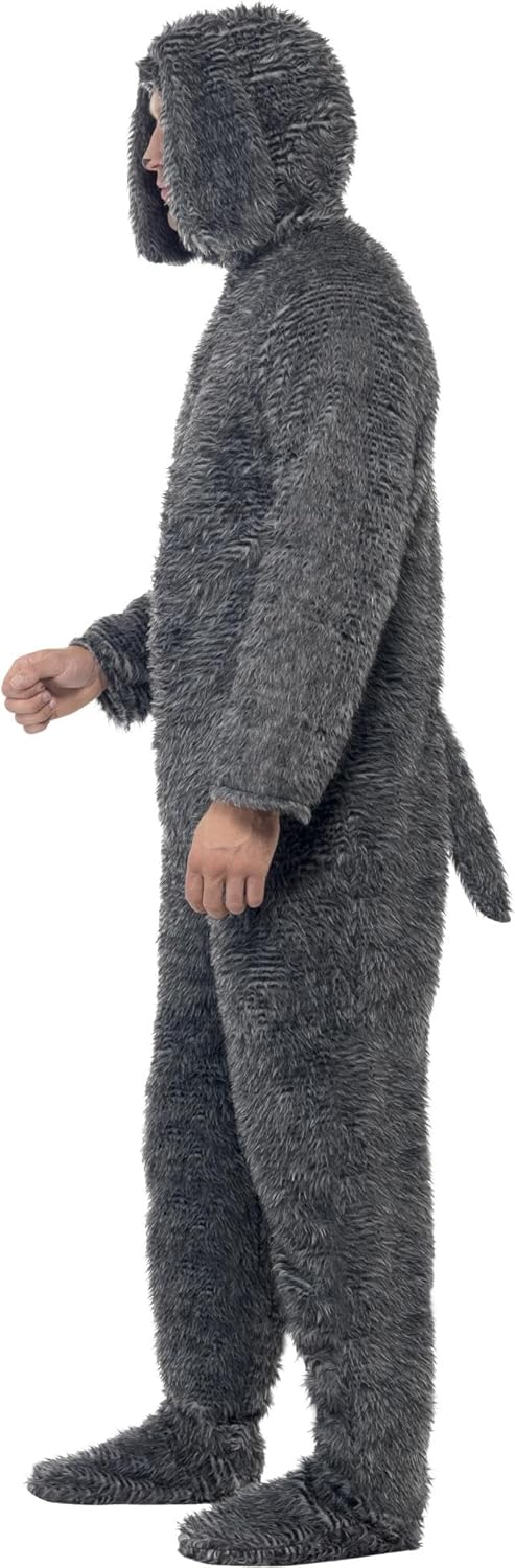 Smiffys Flauschiges Hundekostüm für Erwachsene L Grau, L Grau