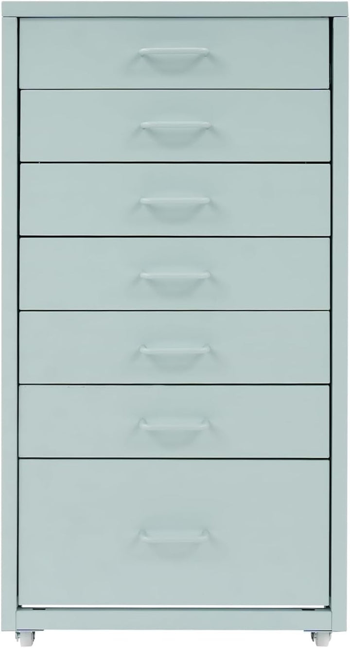 Mobiler Aktenschrank, Rollcontainer mit 7 Schubladen Metall-Nachttisch Schubladenschrank Rollschrank
