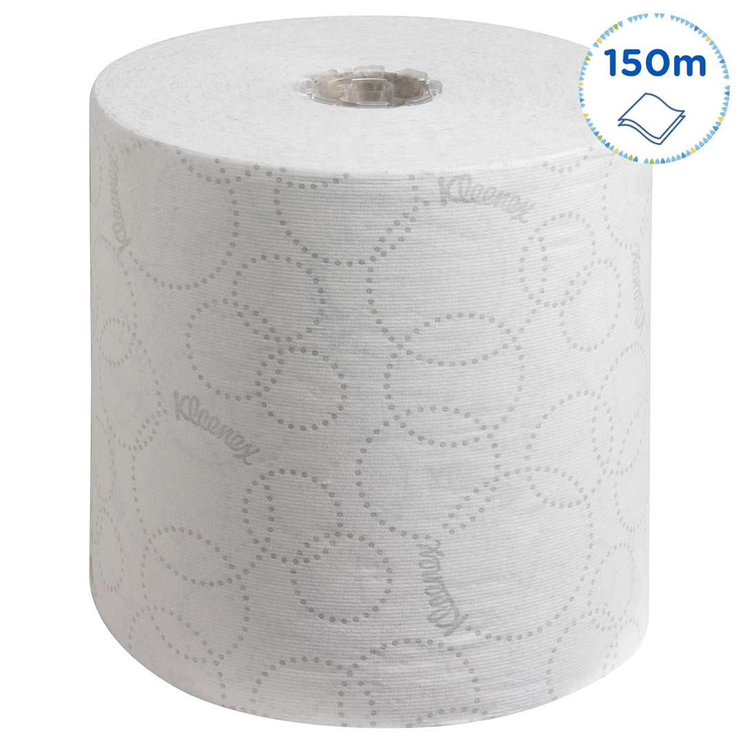 Kleenex Ultra Rollenpapiertücher 6780 – 2-lagige Rollenhandtücher – 6 x 150 m weisse Papiertuchrolle