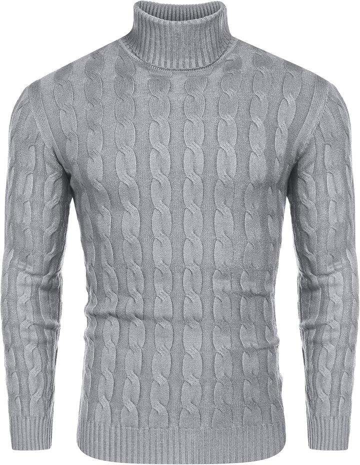 COOFANDY Herren Rollkragen Pullover Basic Strickpullover Zopfmuster Sweatershirt Männer Pullover Swe