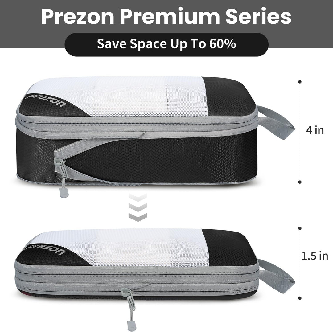 Prezon 6 Set Kompressions-Packwürfel, Durchsichtiges Design, Platzsparend, Leicht, Massgeschneiderte