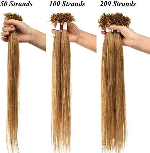 SEGO U Tip Extensions Haare Bonding Echthaar Bonded Haarverlangerung Keratin 1g/Strähne 50g Weissbra