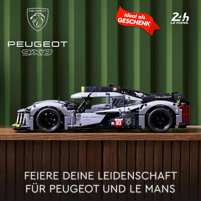 Lego 42156 Technic Peugeot 9X8 24H Le Mans Hybrid Hypercar, legendärer Rennwagen, Modellauto-Bausatz