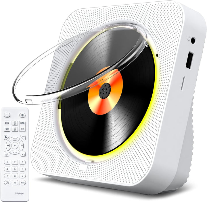 KOVCDVI CD Player mit Radio CD Player Bluetooth 5.1 mit 5W Dual Lautsprecher Wiedergabeleuchte Fernb