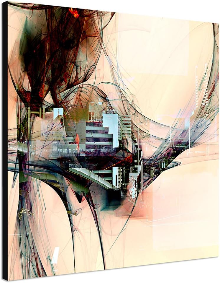 Paul Sinus Art Abstrakte Skyline - Abstrakt328_60x60cm Bild auf Leinwand Architektur Technik Abstrak