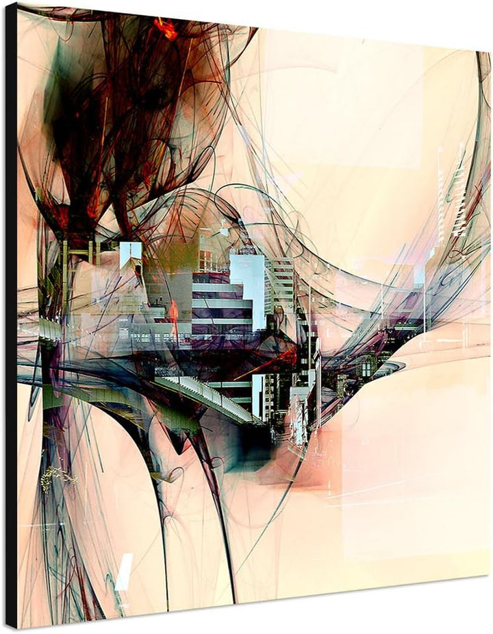 Paul Sinus Art Abstrakte Skyline - Abstrakt328_60x60cm Bild auf Leinwand Architektur Technik Abstrak