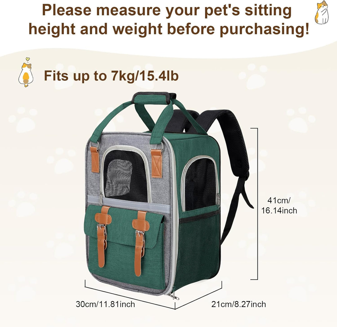Haustier Rucksack für Katzen & Kleine Hunde,Atmungsaktiver Tragbare Katzenrucksack mit Sichtfenster,